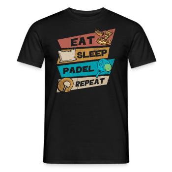 Manger du padel de sommeil Répéter - T-shirt homme - noir - Devant - AI Model Male 178 light (178cm)