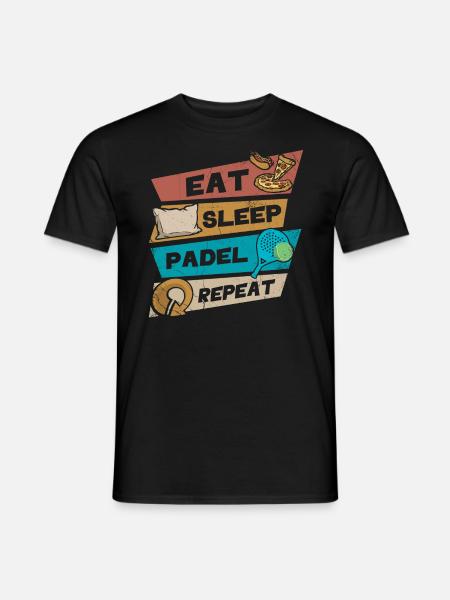 Essen Sie Schlaf Padel Wiederholen Sie - T-shirt herr - svart