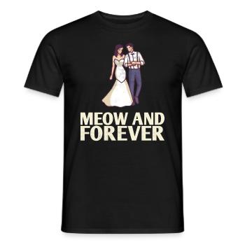 Meow and Forever Marriage Design for the Bride and - Men's T-Shirt - black - Front - AI Model Male 178 light (178cm)