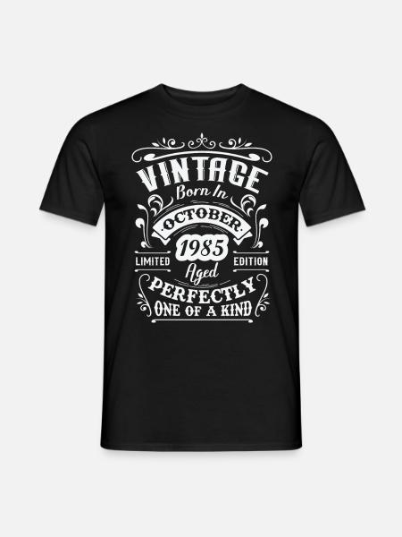 Rétro cadeau anniversaire, Vintage en octobre 1985 - T-shirt homme - noir