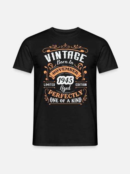 Verjaardagscadeau, Vintage geboren in november 1945 - Heren T-shirt - zwart