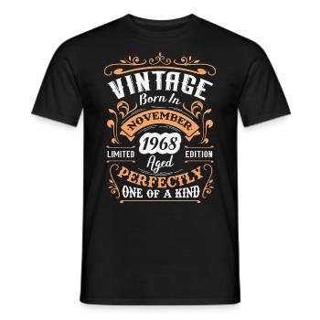 Cadeau d'anniversaire, Vintage né en novembre 1968 - T-shirt homme - noir - Devant - AI Model Male 178 light (178cm)