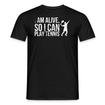 Je vis, donc je peux jouer au tennis design pour - T-shirt homme - noir - Devant - AI Model Male 178 light (178cm)