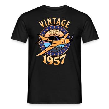 Avion Vintage 1957 65 Ans Anniversaire - T-shirt homme - noir - Devant - AI Model Male 178 light (178cm)