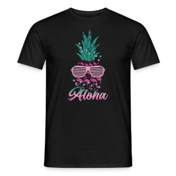 Aloha, Ananas, Und, Flamingo, Design, Für, Beach - Männer T-Shirt - Schwarz - Vorne - AI Model Male 178 light (178cm)