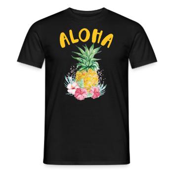Aloha pineapple flower design For beach lovers - Men's T-Shirt - black - Front - AI Model Male 178 light (178cm)