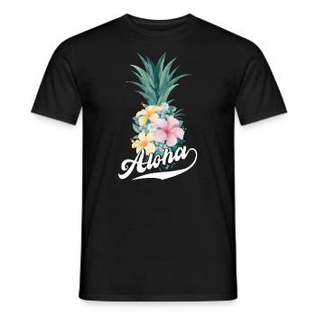 Aloha-ananas-blumen-entwurf Für Strandliebhaber - Männer T-Shirt - Schwarz - Vorne - AI Model Male 178 light (178cm)