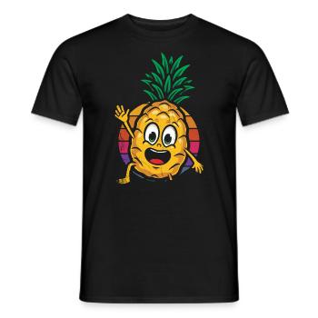 Pineapple retro design For beach lovers Pineapple - Men's T-Shirt - black - Front - AI Model Male 178 light (178cm)