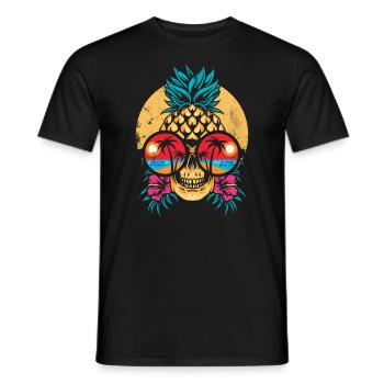 Conception d’ananas et de pins pour les amoureux de la plage - T-shirt homme - noir - Devant - AI Model Male 178 light (178cm)