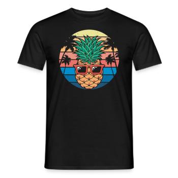 PineApple And Pine Retro Design For Beach - Men's T-Shirt - black - Front - AI Model Male 178 light (178cm)