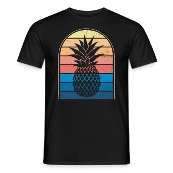 Pineapple retro design For beach lovers Pineapple - Men's T-Shirt - black - Front - AI Model Male 178 light (178cm)