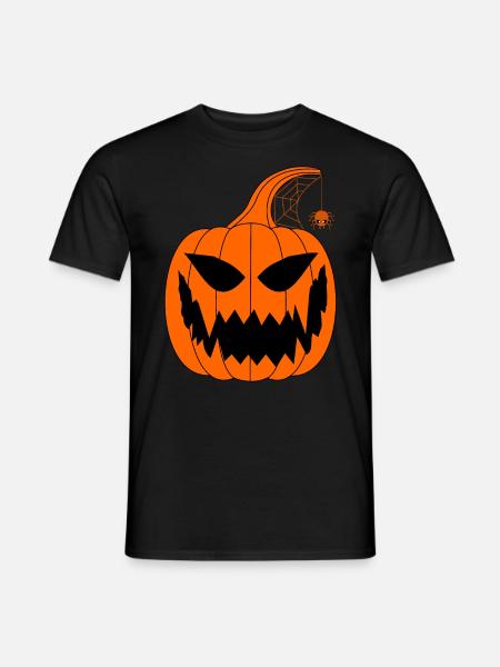 Halloween pumpkin with spider - Men's T-Shirt - black