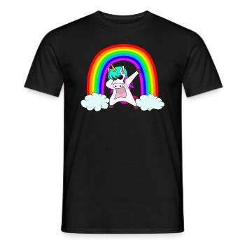 Cooles buntes dabbendes Einhorn mit Sonnenbrille - Männer T-Shirt - Schwarz - Vorne - AI Model Male 178 light (178cm)