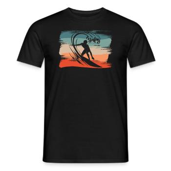 Surfing Beach Surfer Board Surfing - Men's T-Shirt - black - Front - AI Model Male 178 light (178cm)