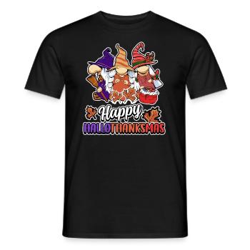 Hallothanksmas Trois Gnomes Halloween Noël - T-shirt homme - noir - Devant - AI Model Male 178 light (178cm)