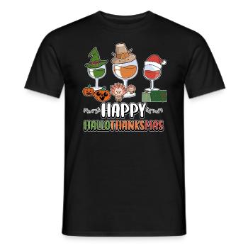 Hallothanksmas Wine Gasses Halloween Christmas - Männer T-Shirt - Schwarz - Vorne - AI Model Male 178 light (178cm)