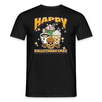 Hallothanksmas Coffee Halloween Christmas - Men's T-Shirt - black - Front - AI Model Male 178 light (178cm)