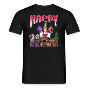 Hallothanksmas Trois Gnomes Halloween Noël - T-shirt homme - noir - Devant - AI Model Male 178 light (178cm)