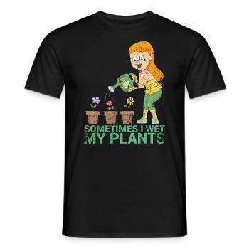 Manchmal Befeuchte Ich Mein Pflanzendesign Für - Männer T-Shirt - Schwarz - Vorne - AI Model Male 178 light (178cm)