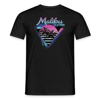 Années 70 80 dans la ville californienne de Malibu - T-shirt homme - noir - Devant - AI Model Male 178 light (178cm)