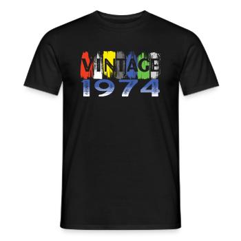 Vintage 1974 Retro Bitrthday Limited Edition - Men's T-Shirt - black - Front - AI Model Male 178 light (178cm)