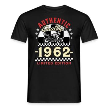 60 Ans Anniversaire Thème Moto Vintage 1962 - T-shirt homme - noir - Devant - AI Model Male 178 light (178cm)