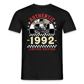 30 Ans Anniversaire Thème Moto Vintage 1992 - T-shirt homme - noir - Devant - AI Model Male 178 light (178cm)