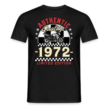 50 Ans Anniversaire Thème Moto Vintage 1972 - T-shirt homme - noir - Devant - AI Model Male 178 light (178cm)