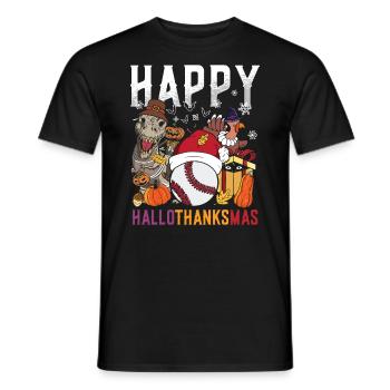 Hellothanksmas Baseball Halloween Christmas - Men's T-Shirt - black - Front - AI Model Male 178 light (178cm)