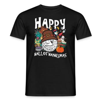 Hallothanksmas Golf Halloween Christmas - Men's T-Shirt - black - Front - AI Model Male 178 light (178cm)