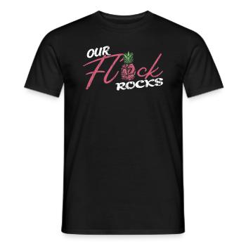 Urlaub Familie Unser Flock Rocks Flamingo - Männer T-Shirt - Schwarz - Vorne - AI Model Male 178 light (178cm)