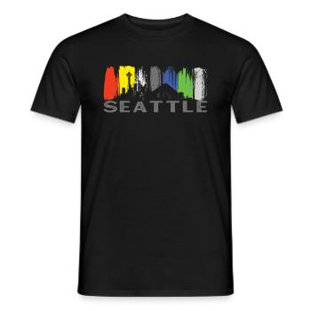 City Classic Seattle Skyline Washington - Men's T-Shirt - black - Front - AI Model Male 178 light (178cm)
