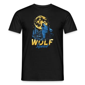 Wolf Squad Ein Wolf Geht Zurück Und Heult Den Mond - Männer T-Shirt - Schwarz - Vorne - AI Model Male 178 light (178cm)