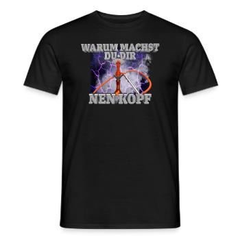 WARUM MACHST DU DIR NEN KOPF - Shirt - Männer T-Shirt - Schwarz - Vorne - AI Model Male 178 light (178cm)