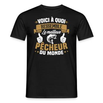 Le meilleur pêcheur du monde Cadeau pêcheur - T-shirt homme - noir - Devant - AI Model Male 178 light (178cm)