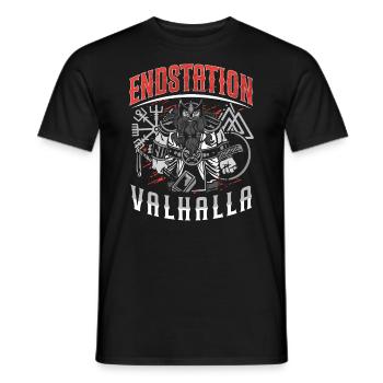 Endstation Valhalla Wikinger Krieger - Männer T-Shirt - Schwarz - Vorne - AI Model Male 178 light (178cm)