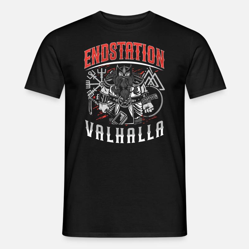Endstation Valhalla Wikinger Krieger - Männer T-Shirt - Schwarz