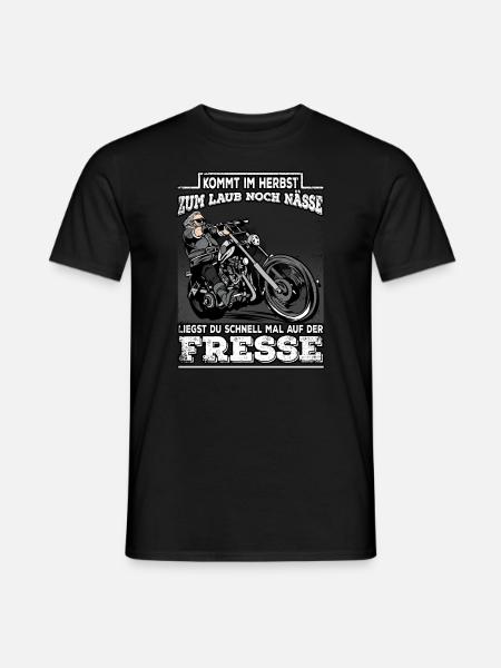 Kommt im Herbst die Nässe Lustiges Motorrad Fahrer - Männer T-Shirt - Schwarz