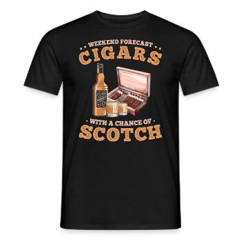 Weekend Forecast Cigars with a Chance of Scotch - Men's T-Shirt - black - Front - AI Model Male 178 light (178cm)