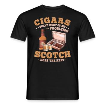 Funny Cigar Sayings for Whiskey and Cigars Lovers - Men's T-Shirt - black - Front - AI Model Male 178 light (178cm)