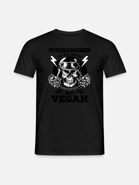 Motorradfahren ist wie Reiten nur Vegan Biker - Männer T-Shirt - Schwarz