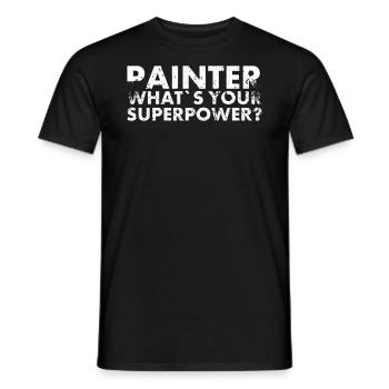 Peintre Quel est votre design de superpuissance pour Painter? - T-shirt homme - noir - Devant - AI Model Male 178 light (178cm)