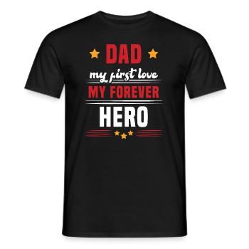 Papa mon premier amour mon héros cadeau pour papa - T-shirt homme - noir - Devant - AI Model Male 178 light (178cm)