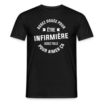 Assez douée pour être infirmière assez folle - T-shirt homme - noir - Devant - AI Model Male 178 light (178cm)