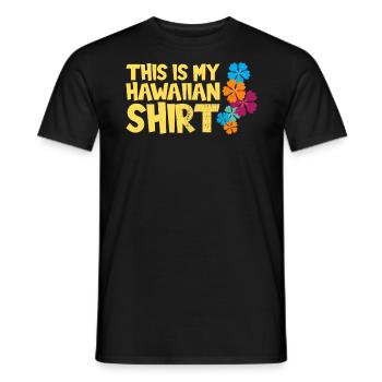 Ceci est mon design de fleur de chemise hawaïenne pour - T-shirt homme - noir - Devant - AI Model Male 178 light (178cm)