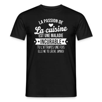 la passion de la cuisine est une maladie incurable - T-shirt homme - noir - Devant - AI Model Male 178 light (178cm)