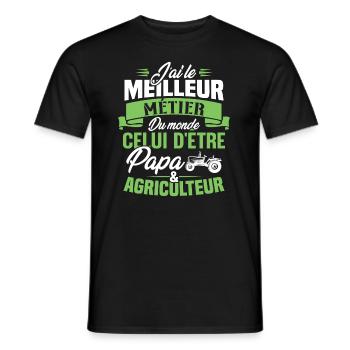 Papa et agriculteur, Cadeau papa agriculteur - T-shirt homme - noir - Devant - AI Model Male 178 light (178cm)