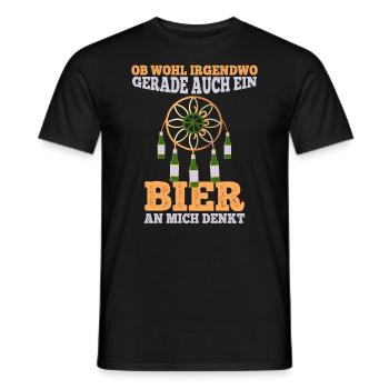 Ob wohl irgendwo ein Bier an mich denkt - Männer T-Shirt - Schwarz - Vorne - AI Model Male 178 light (178cm)