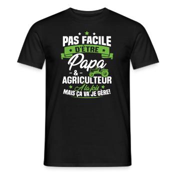 Pas facile d'être papa et agriculteur - T-shirt homme - noir - Devant - AI Model Male 178 light (178cm)