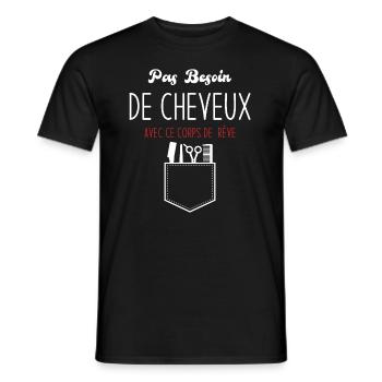 Pas Besoin de Cheveux avec ce corps de rêve - T-shirt homme - noir - Devant - AI Model Male 178 light (178cm)